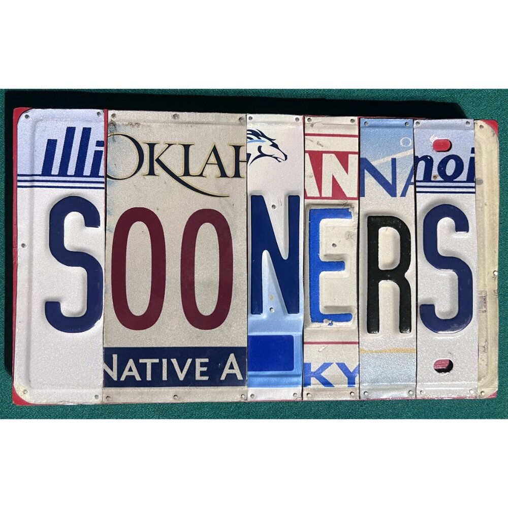 Oklahoma Sooners License Plate Custom w/ Oklahoma + Other States Plaque